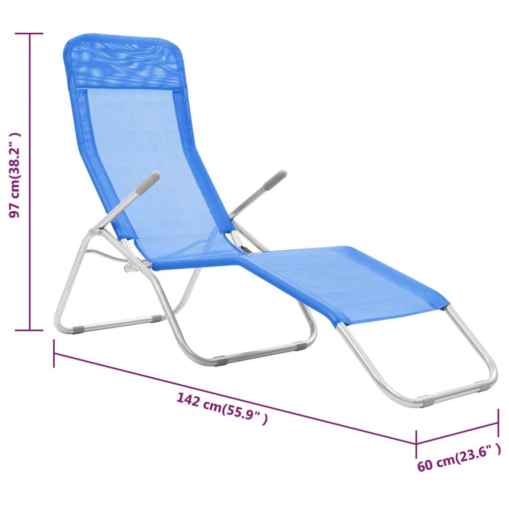Folding Sun Loungers 2 pcs Textilene Blue at Set Shop and Smile