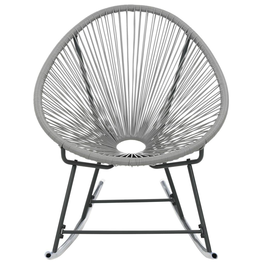 Outdoor Rocking Moon Chair Gray Poly Rattan at Set Shop and Smile