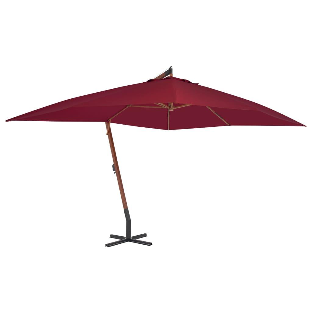 Cantilever Umbrella with Wooden Pole 157.5"x118.1" Bordeaux Red at Set Shop and Smile