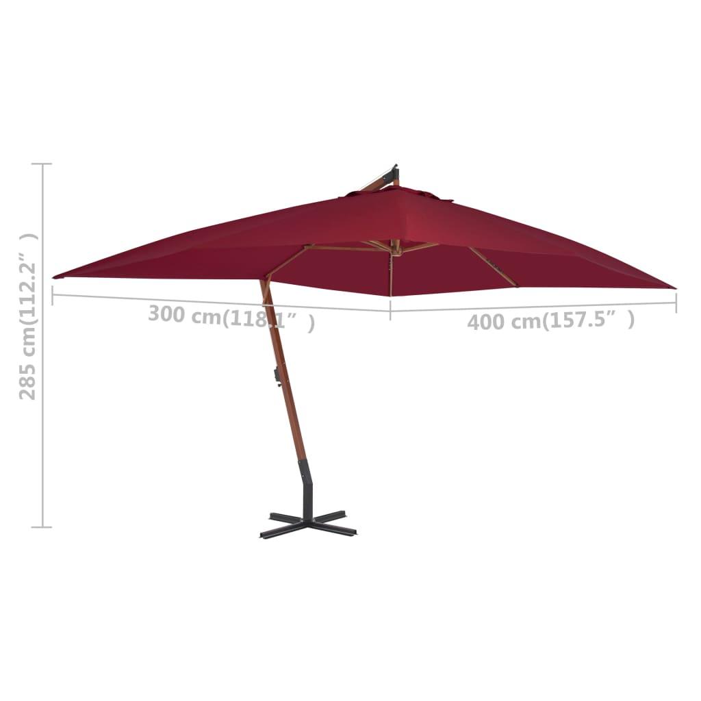 Cantilever Umbrella with Wooden Pole 157.5"x118.1" Bordeaux Red at Set Shop and Smile