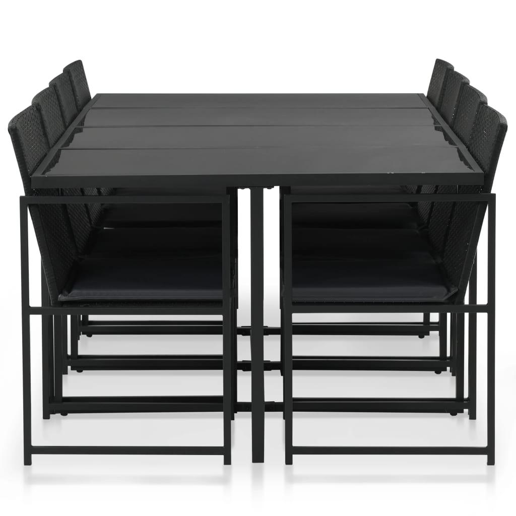 9 Piece Patio Dining Set with Cushions Poly Rattan Black at Set Shop and Smile