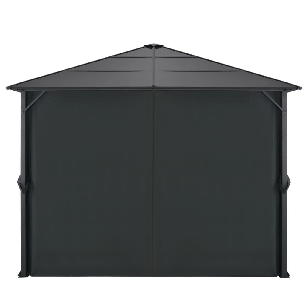 Gazebo with Curtain Aluminum 9.8'x9.8' Black at Set Shop and Smile