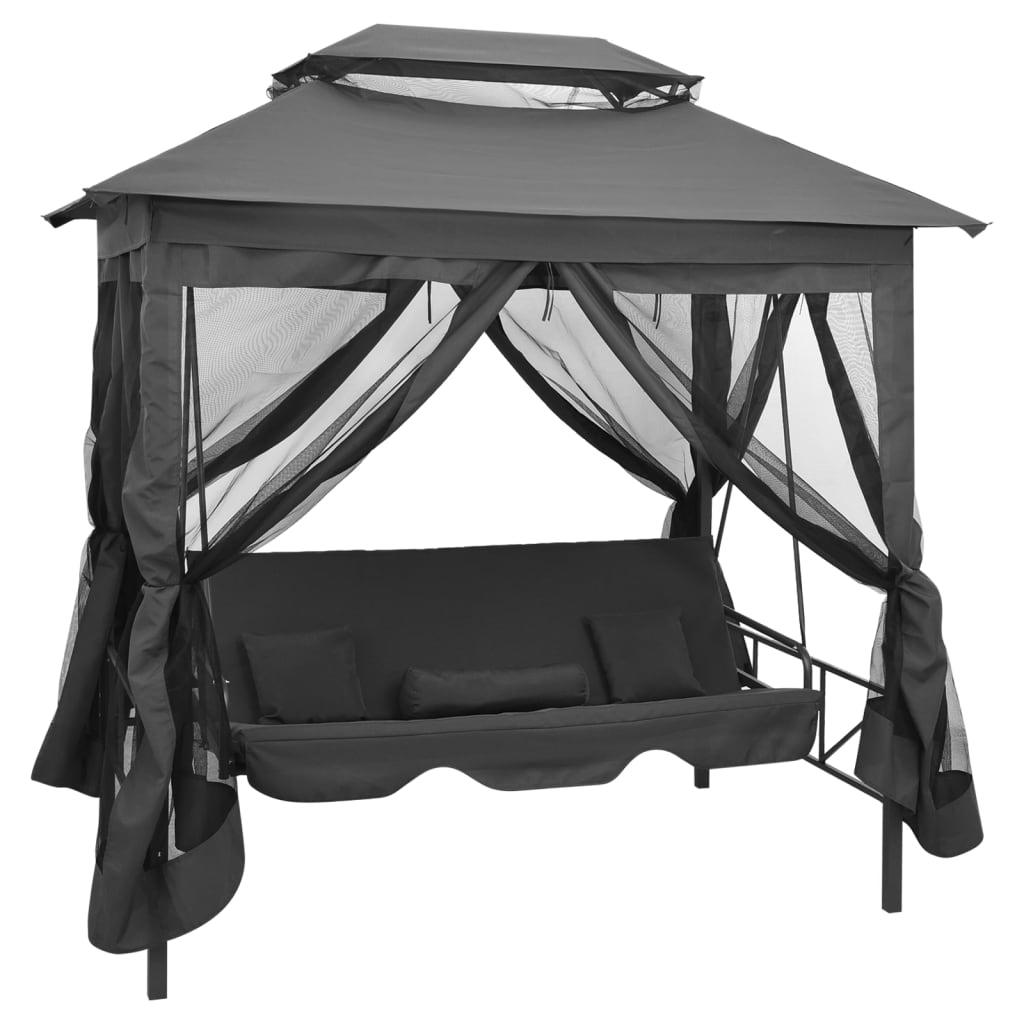 Outdoor Convertible Swing Bench with Canopy Anthracite 86.6"x63"x94.5" Steel at Set Shop and Smile