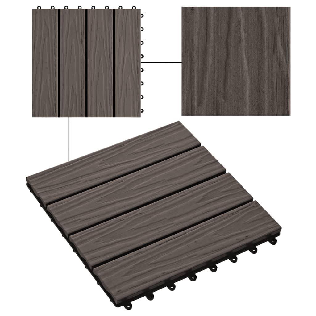 11 pcs Decking Tiles Deep Embossed WPC 11.8"x11.8" 1 sqm Dark Brown at Set Shop and Smile