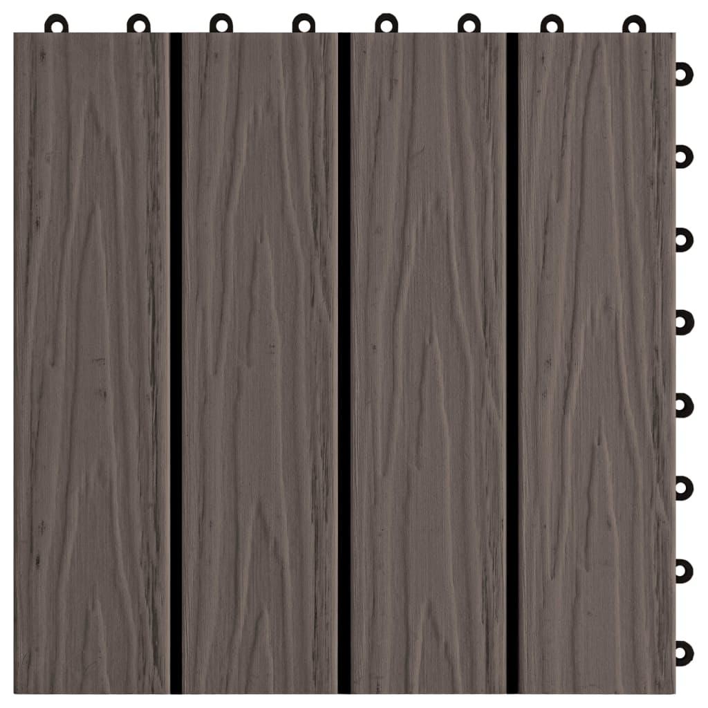 11 pcs Decking Tiles Deep Embossed WPC 11.8"x11.8" 1 sqm Dark Brown at Set Shop and Smile