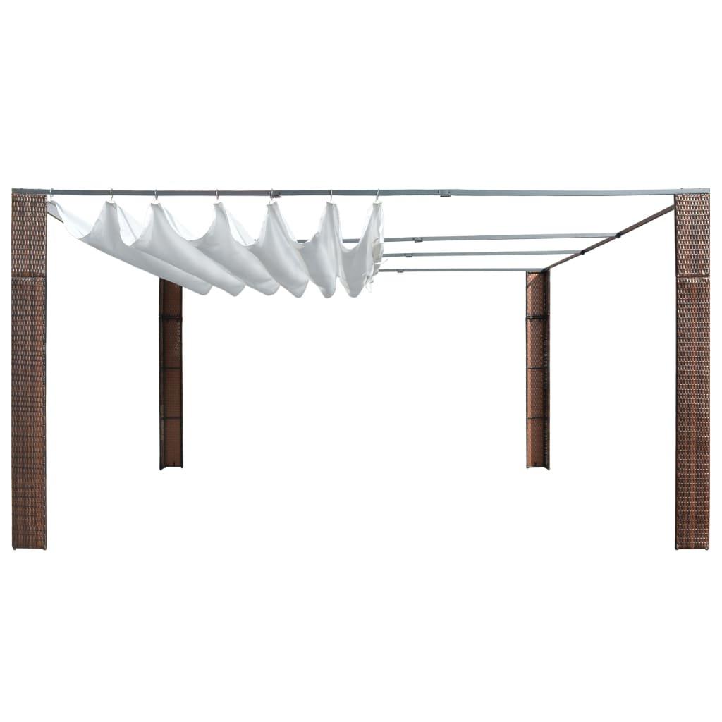 Gazebo with Roof Poly Rattan 157.4"x157.4"x78.7" Brown and Cream at Set Shop and Smile