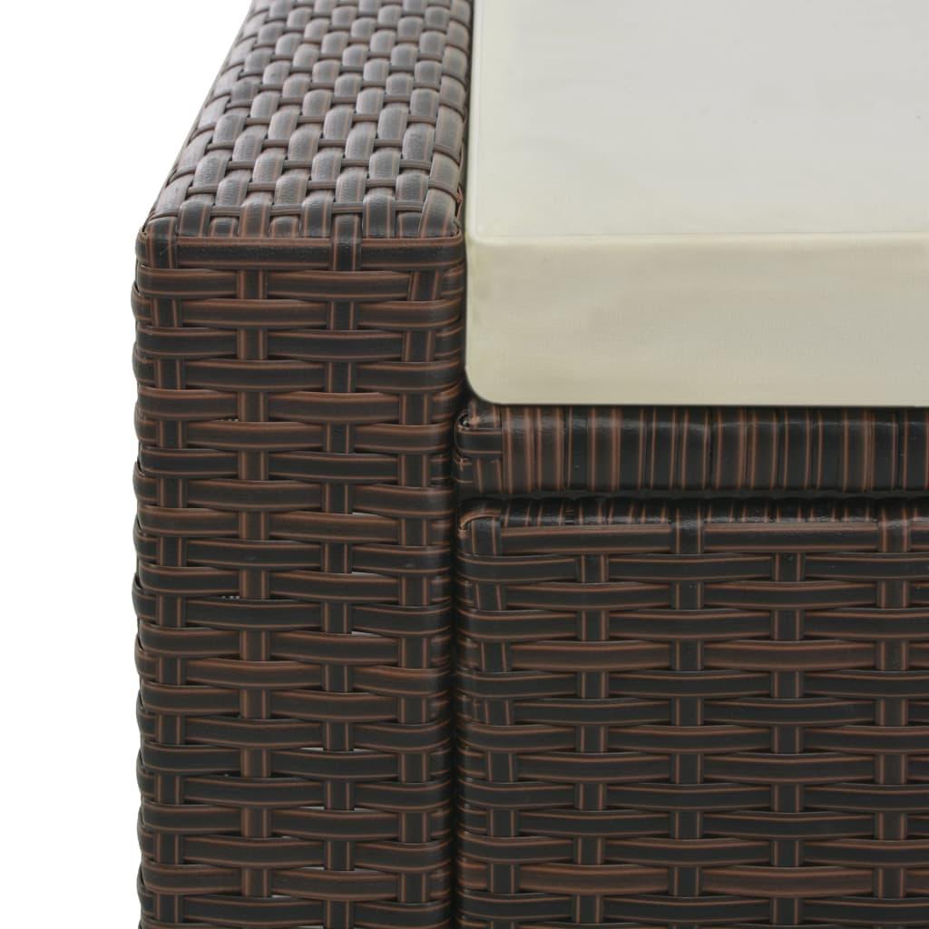 Double Sun Lounger Poly Rattan Brown at Set Shop and Smile