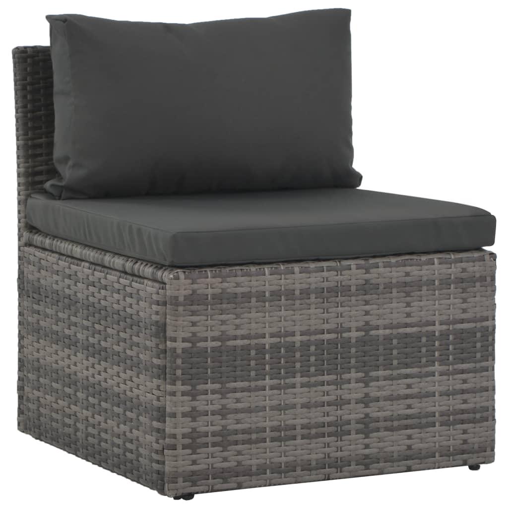 4 Piece Patio Lounge Set with Cushions Poly Rattan Gray at Set Shop and Smile