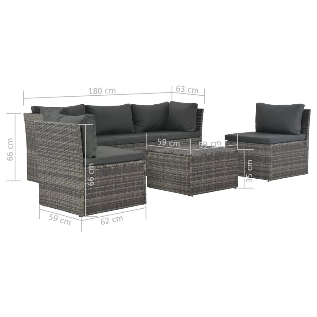 4 Piece Patio Lounge Set with Cushions Poly Rattan Gray at Set Shop and Smile