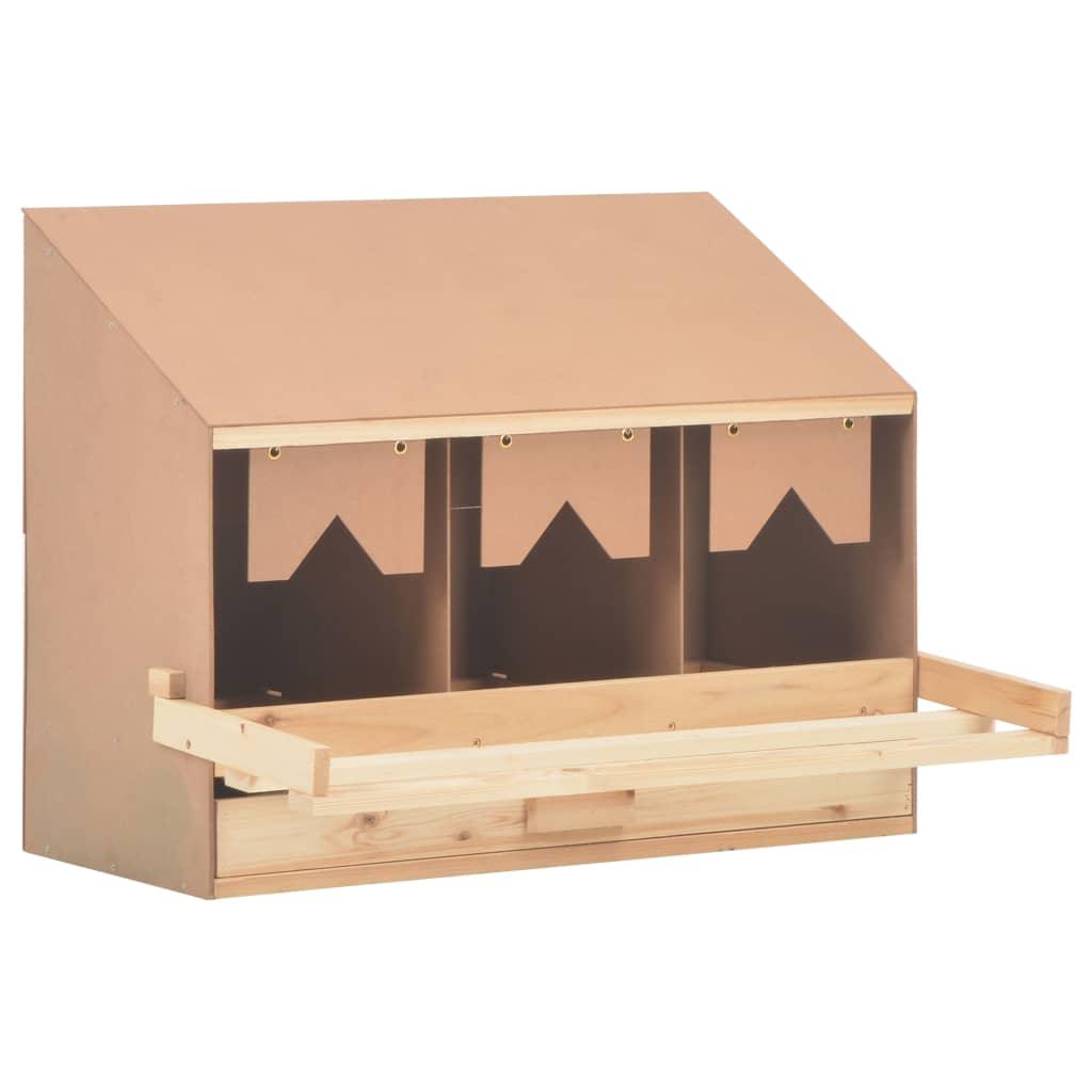 Chicken Laying Nest 3 Compartments 28.3"x13"x21.3" Solid Pine Wood at Set Shop and Smile