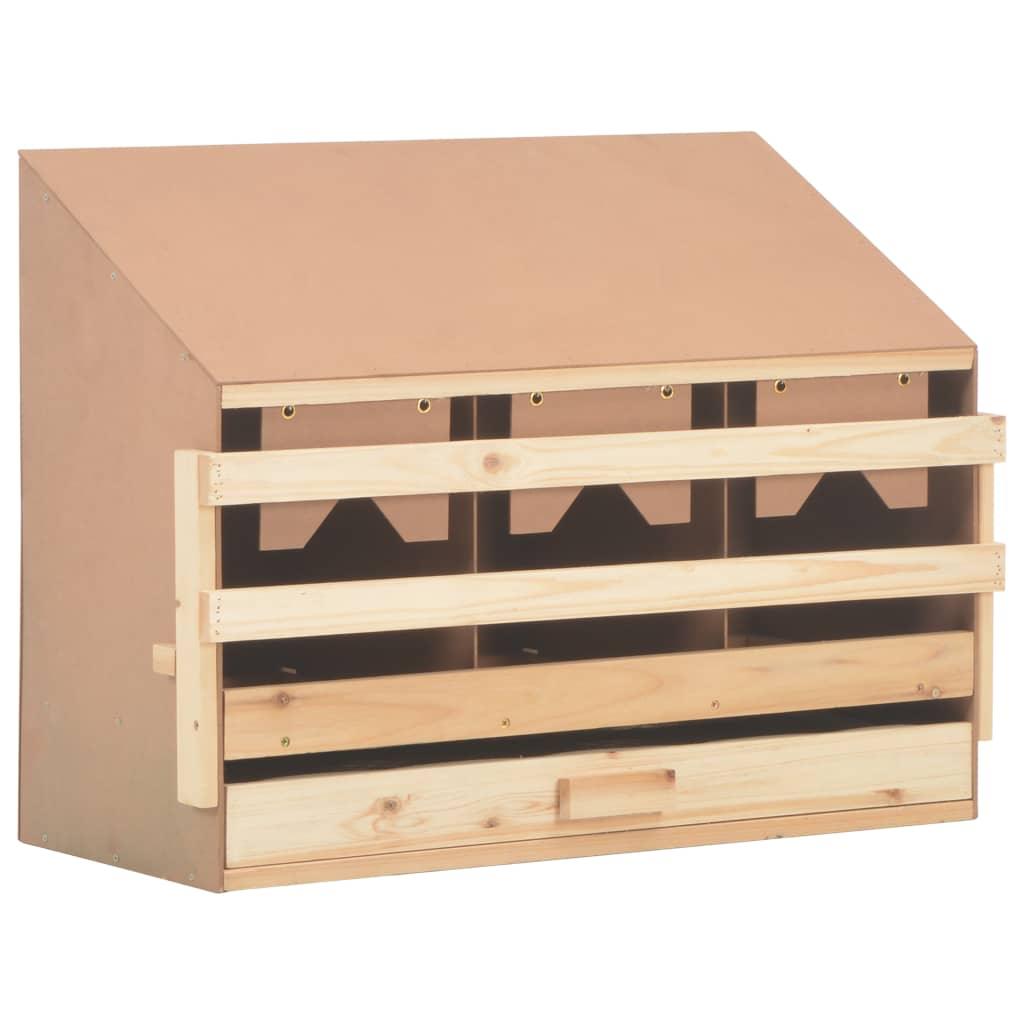 Chicken Laying Nest 3 Compartments 28.3"x13"x21.3" Solid Pine Wood at Set Shop and Smile