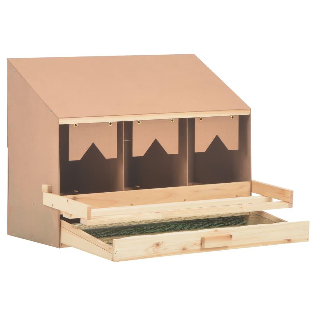 Chicken Laying Nest 3 Compartments 28.3"x13"x21.3" Solid Pine Wood at Set Shop and Smile