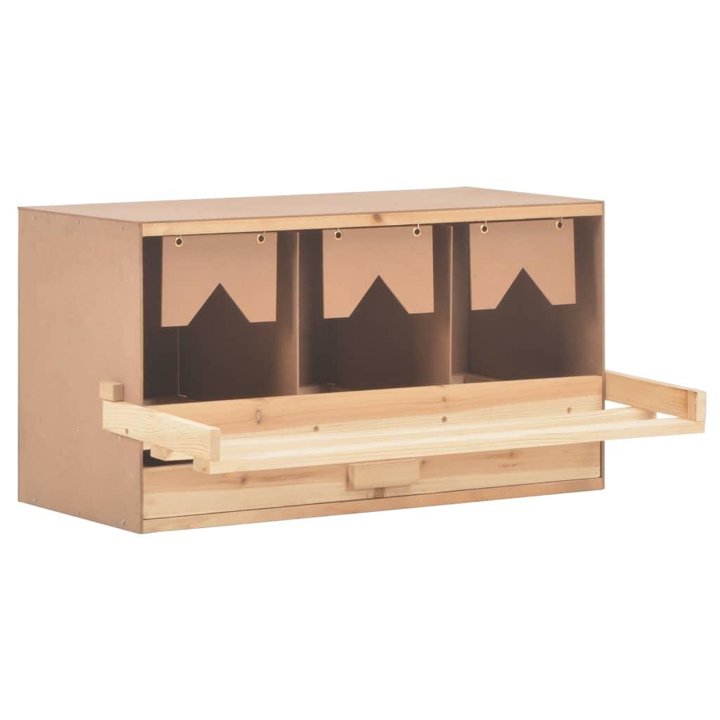 Chicken Laying Nest 3 Compartments 28.3"x13"x15" Solid Pine Wood at Set Shop and Smile
