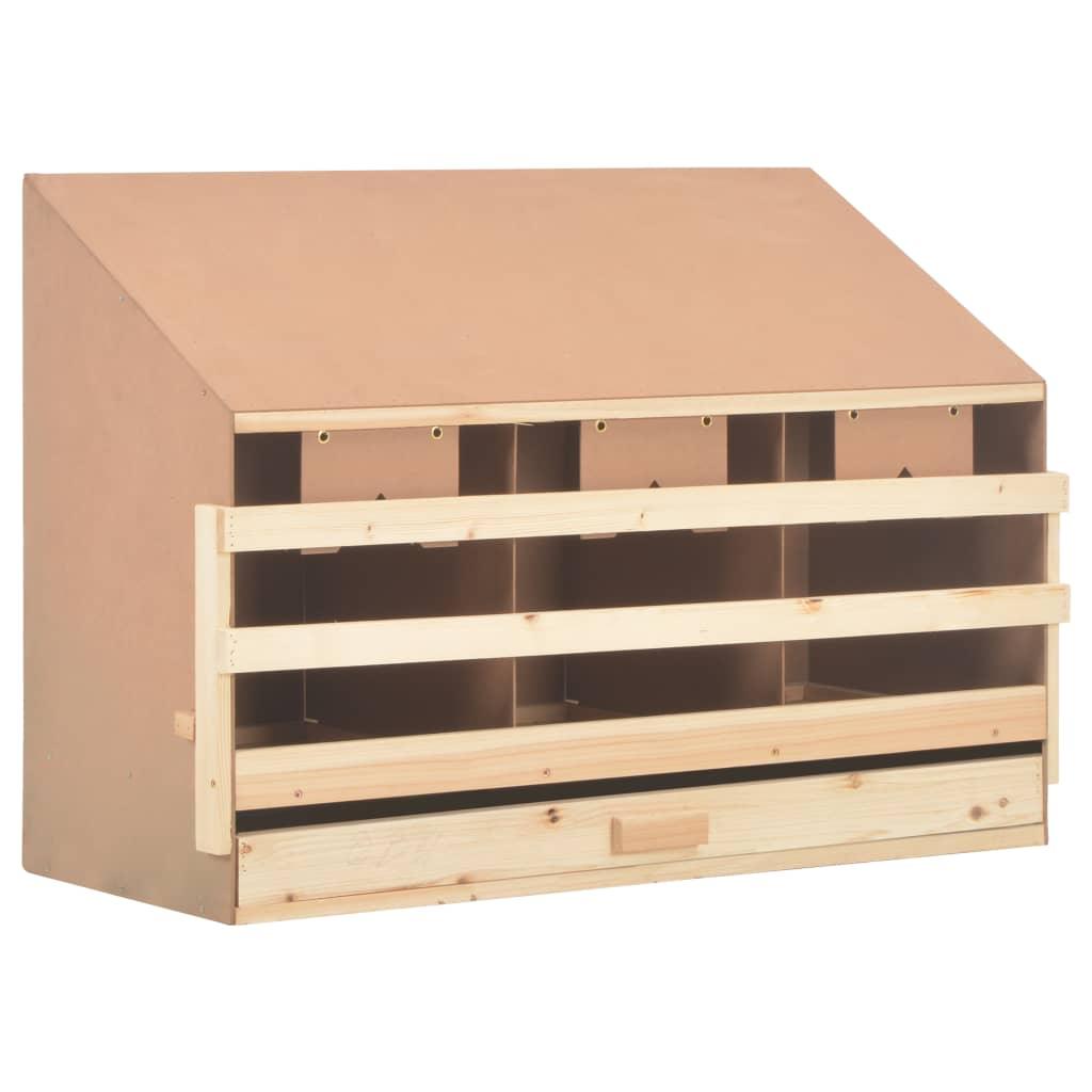 Chicken Laying Nest 3 Compartments 36.6"x15.7"x25.6" Solid Pine Wood at Set Shop and Smile