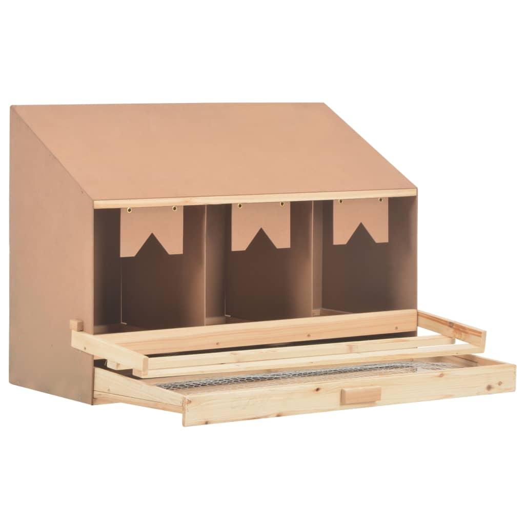 Chicken Laying Nest 3 Compartments 36.6"x15.7"x25.6" Solid Pine Wood at Set Shop and Smile