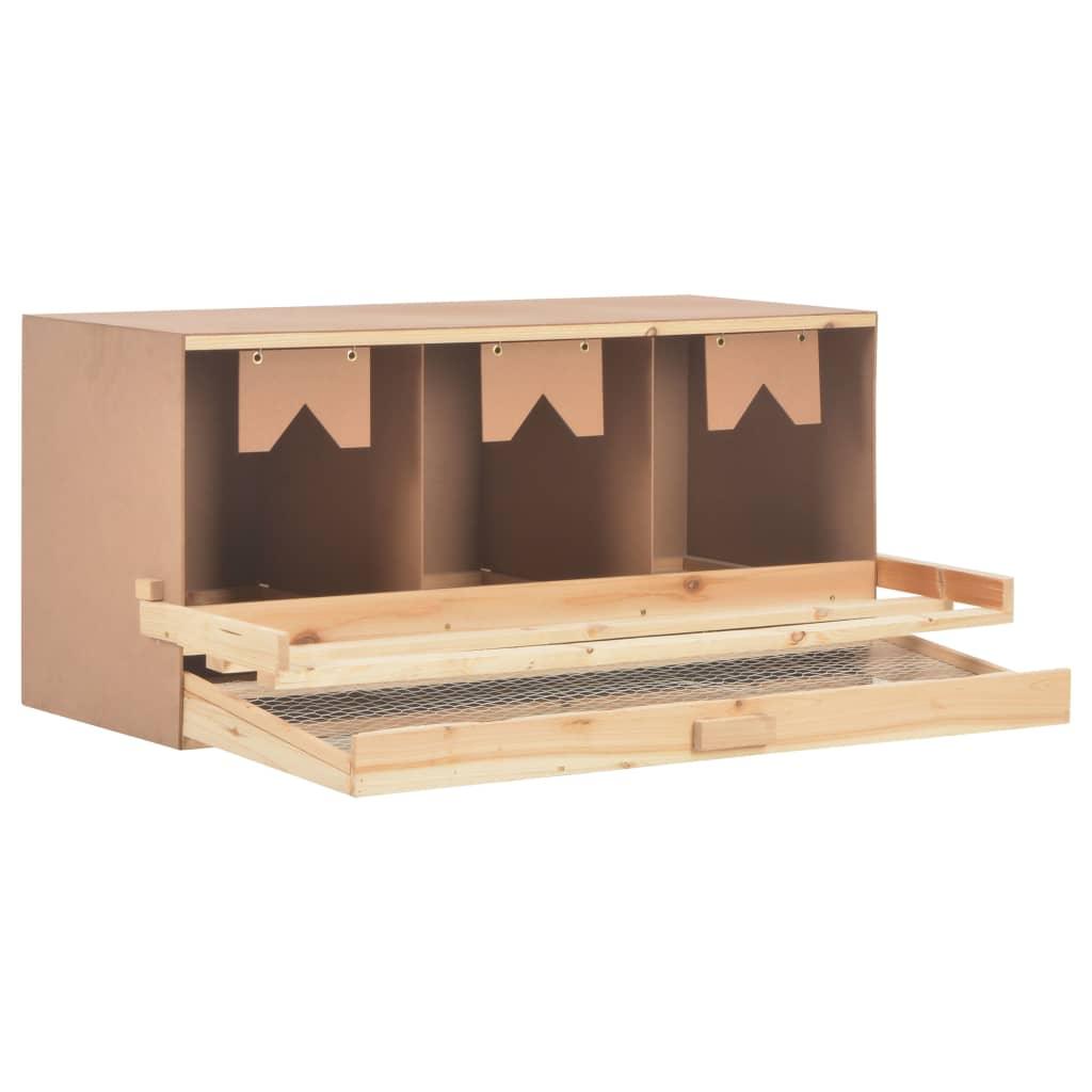 Chicken Laying Nest 3 Compartments 37.8"x15.7"x17.7" Solid Pine Wood at Set Shop and Smile