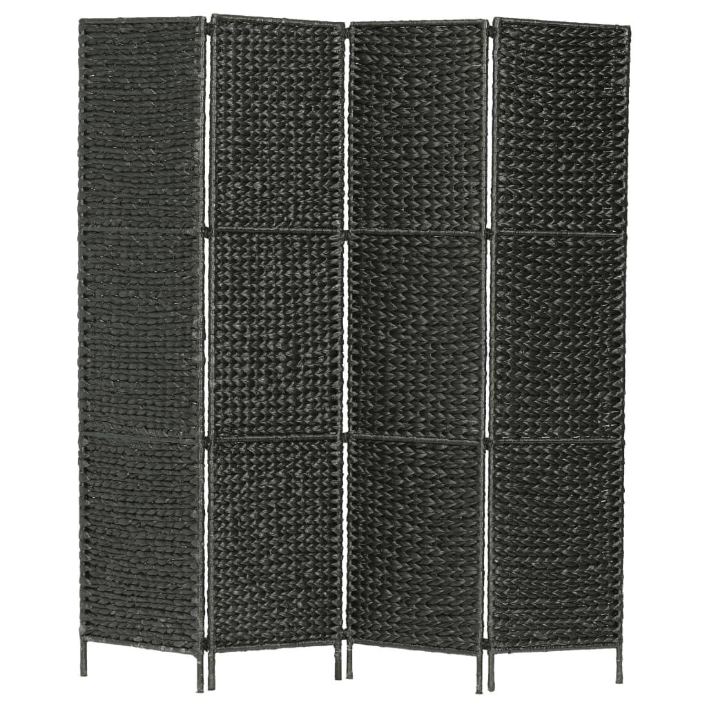 4-Panel Room Divider Black 60.6"x63" Water Hyacinth at Set Shop and Smile