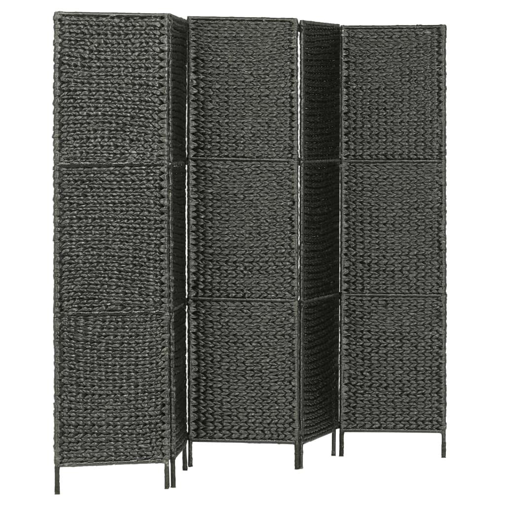 5-Panel Room Divider Black 76"x63" Water Hyacinth at Set Shop and Smile