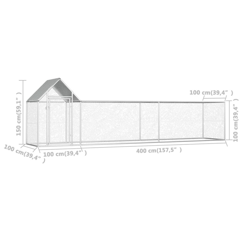 Chicken Coop 16.4'x3.3'x4.9' Galvanized Steel at Set Shop and Smile