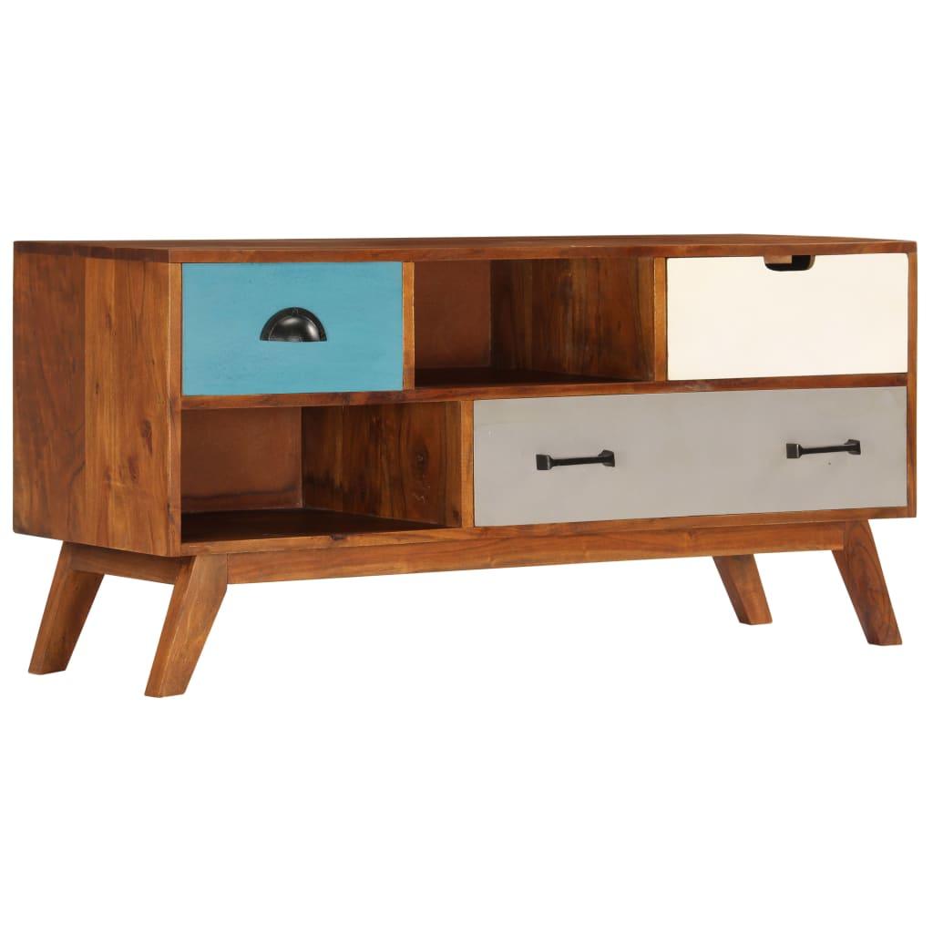 TV Cabinet with 3 Drawers 43.3"x13.8"x19.7" Solid Acacia Wood at Set Shop and Smile