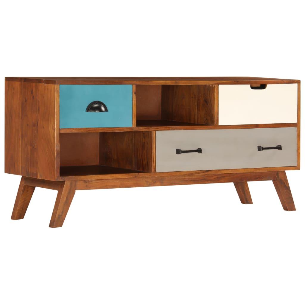 TV Cabinet with 3 Drawers 43.3"x13.8"x19.7" Solid Acacia Wood at Set Shop and Smile