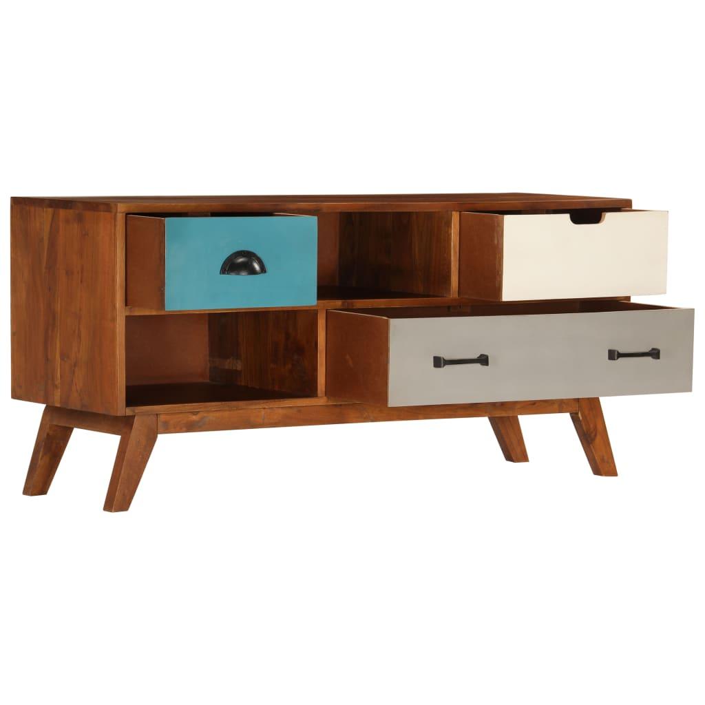 TV Cabinet with 3 Drawers 43.3"x13.8"x19.7" Solid Acacia Wood at Set Shop and Smile