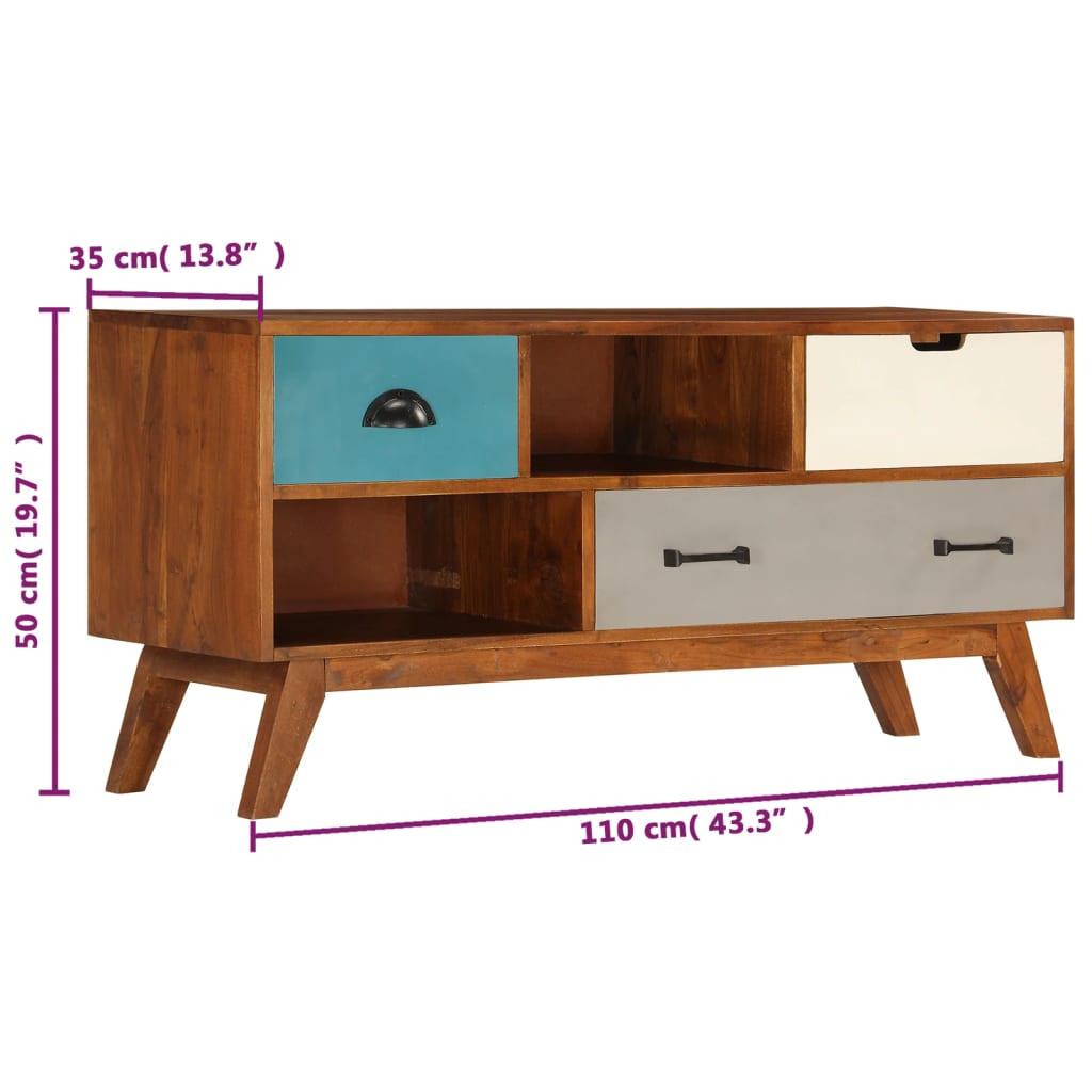 TV Cabinet with 3 Drawers 43.3"x13.8"x19.7" Solid Acacia Wood at Set Shop and Smile