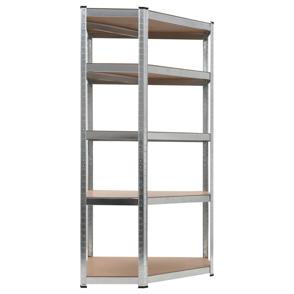 5-Layer Corner Shelf Silver Steel&Engineered Wood at Set Shop and Smile