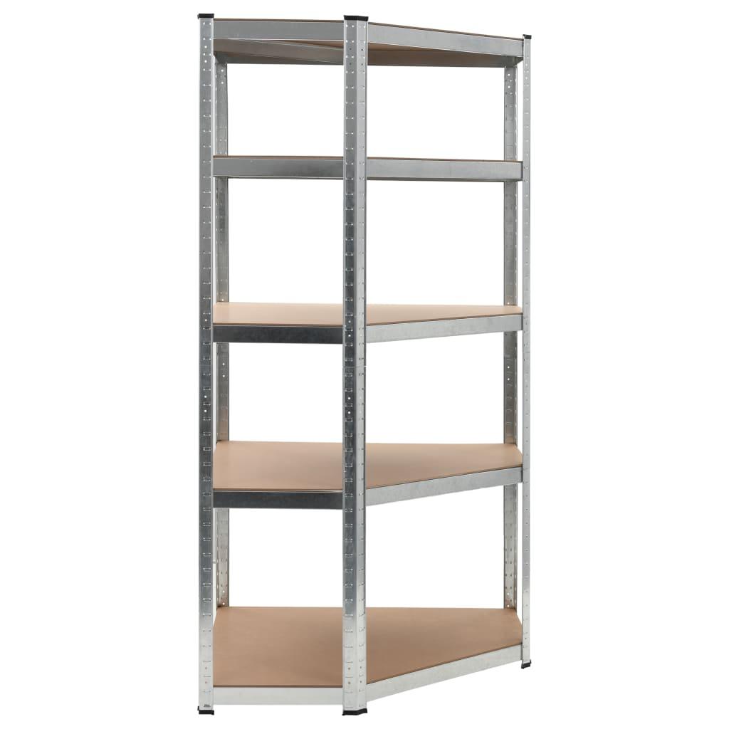 5-Layer Corner Shelf Silver Steel&Engineered Wood at Set Shop and Smile