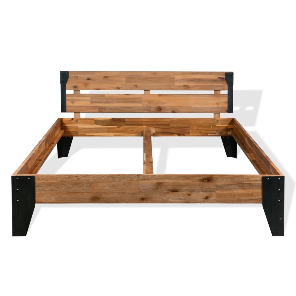 Bed Frame Solid Acacia Wood Steel 59.8"x79.9" at Set Shop and Smile