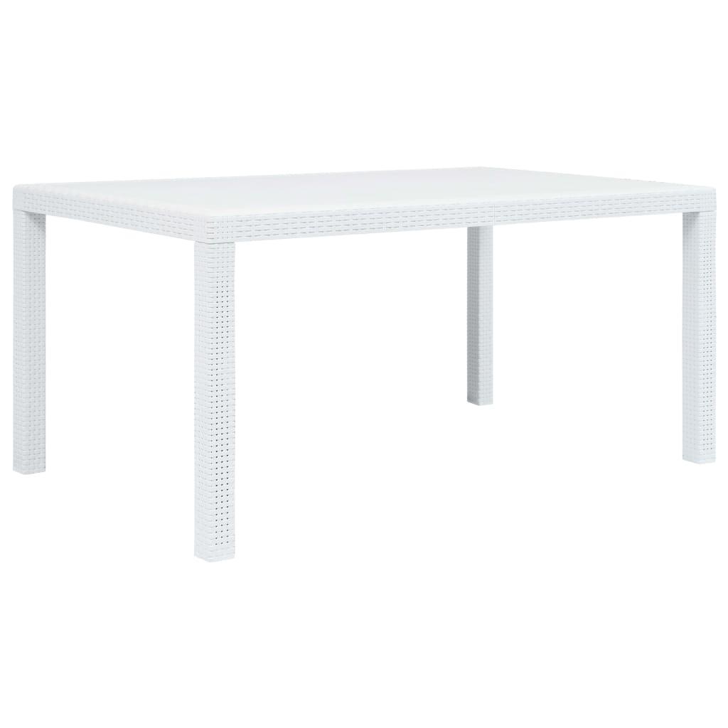 Patio Table White 59"x35.4"x28.3" Plastic Rattan Look at Set Shop and Smile