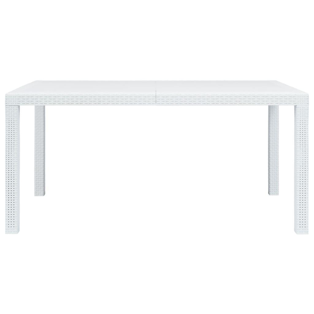 Patio Table White 59"x35.4"x28.3" Plastic Rattan Look at Set Shop and Smile