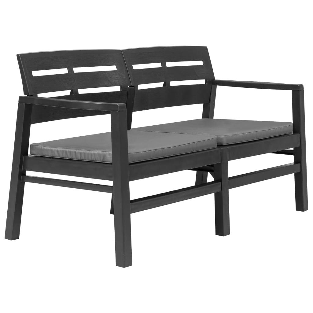 2-Seater Patio Bench with Cushions 52.4" Plastic Anthracite at Set Shop and Smile