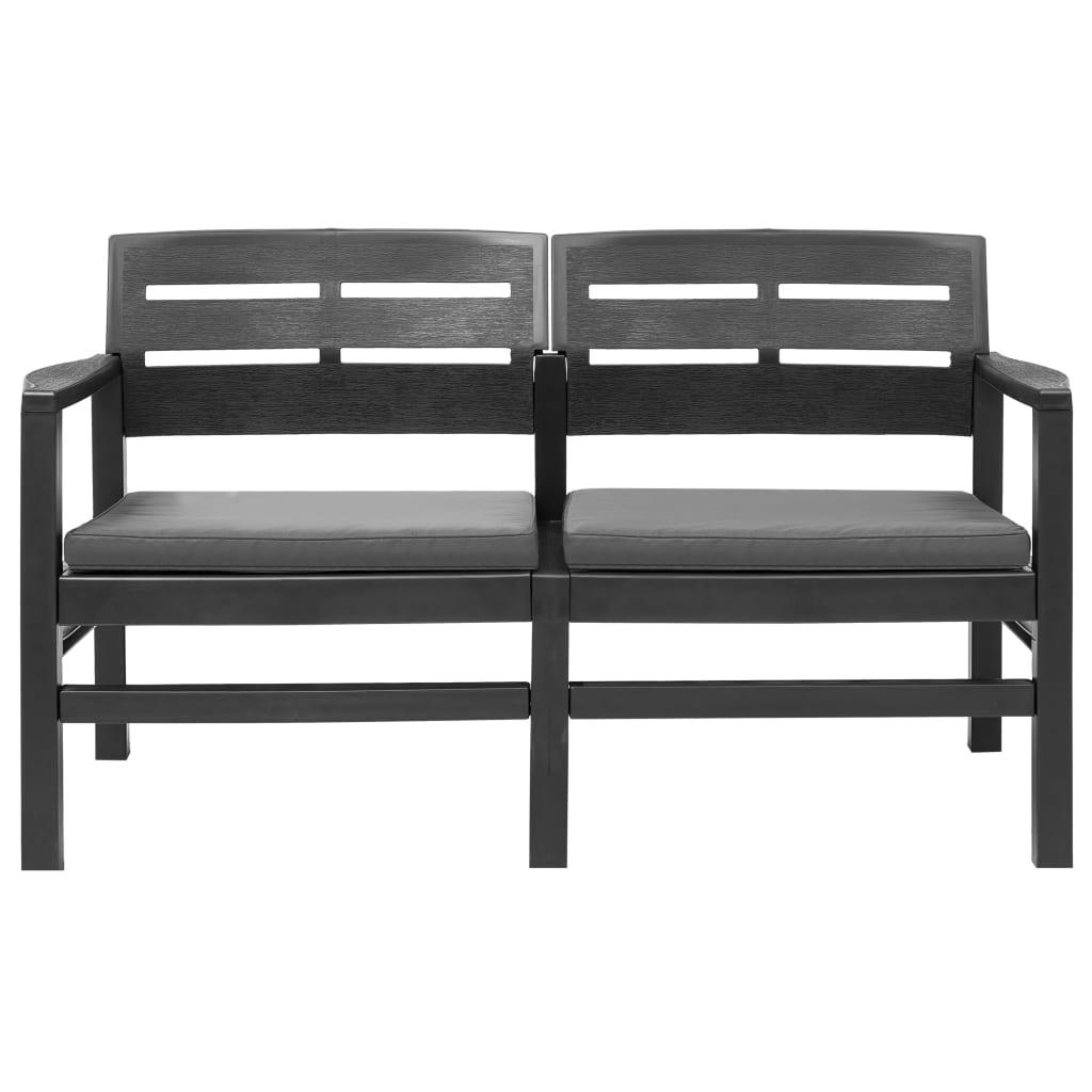 2-Seater Patio Bench with Cushions 52.4" Plastic Anthracite at Set Shop and Smile