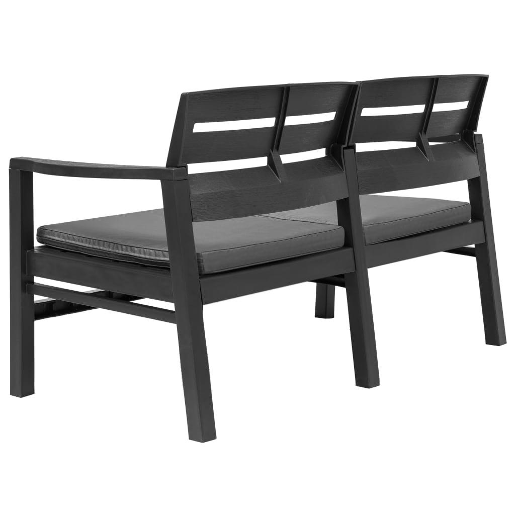 2-Seater Patio Bench with Cushions 52.4" Plastic Anthracite at Set Shop and Smile
