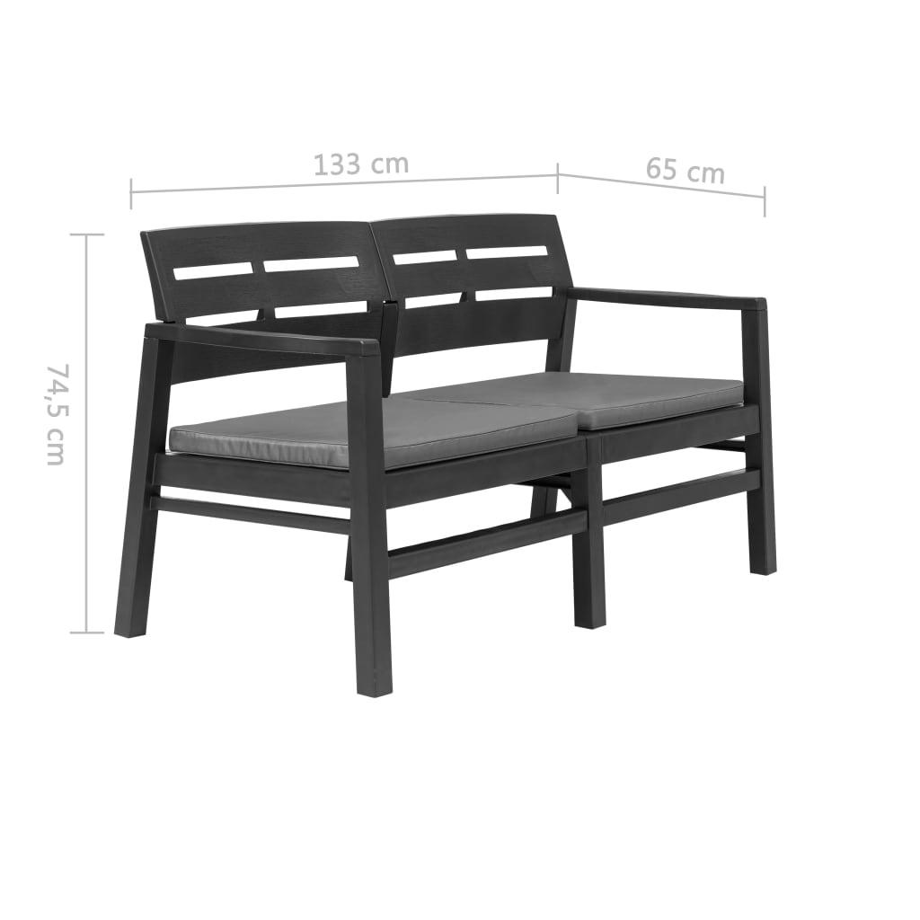 2-Seater Patio Bench with Cushions 52.4" Plastic Anthracite at Set Shop and Smile