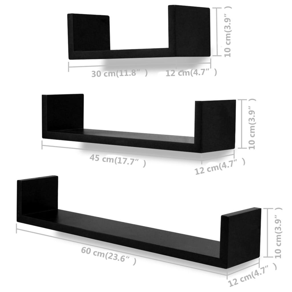 Wall Shelves 6 pcs Black at Set Shop and Smile