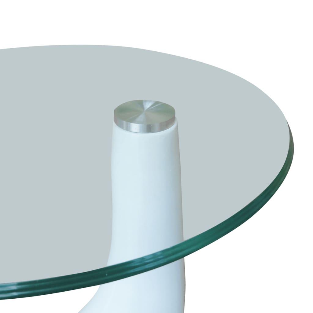Coffee Tables 2 pcs with Round Glass Top High Gloss White at Set Shop and Smile