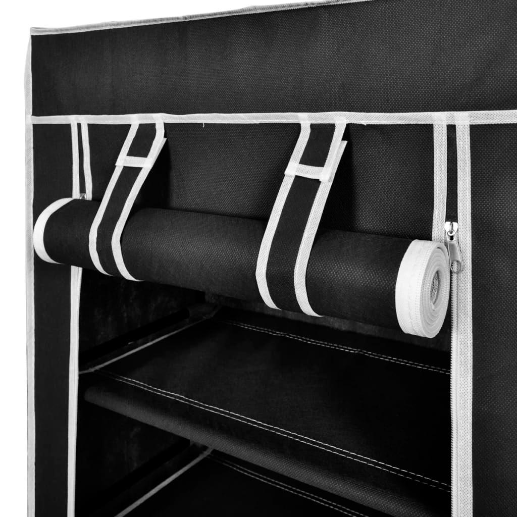 Fabric Shoe Cabinet with Cover 23" x 11" x 42" Black at Set Shop and Smile