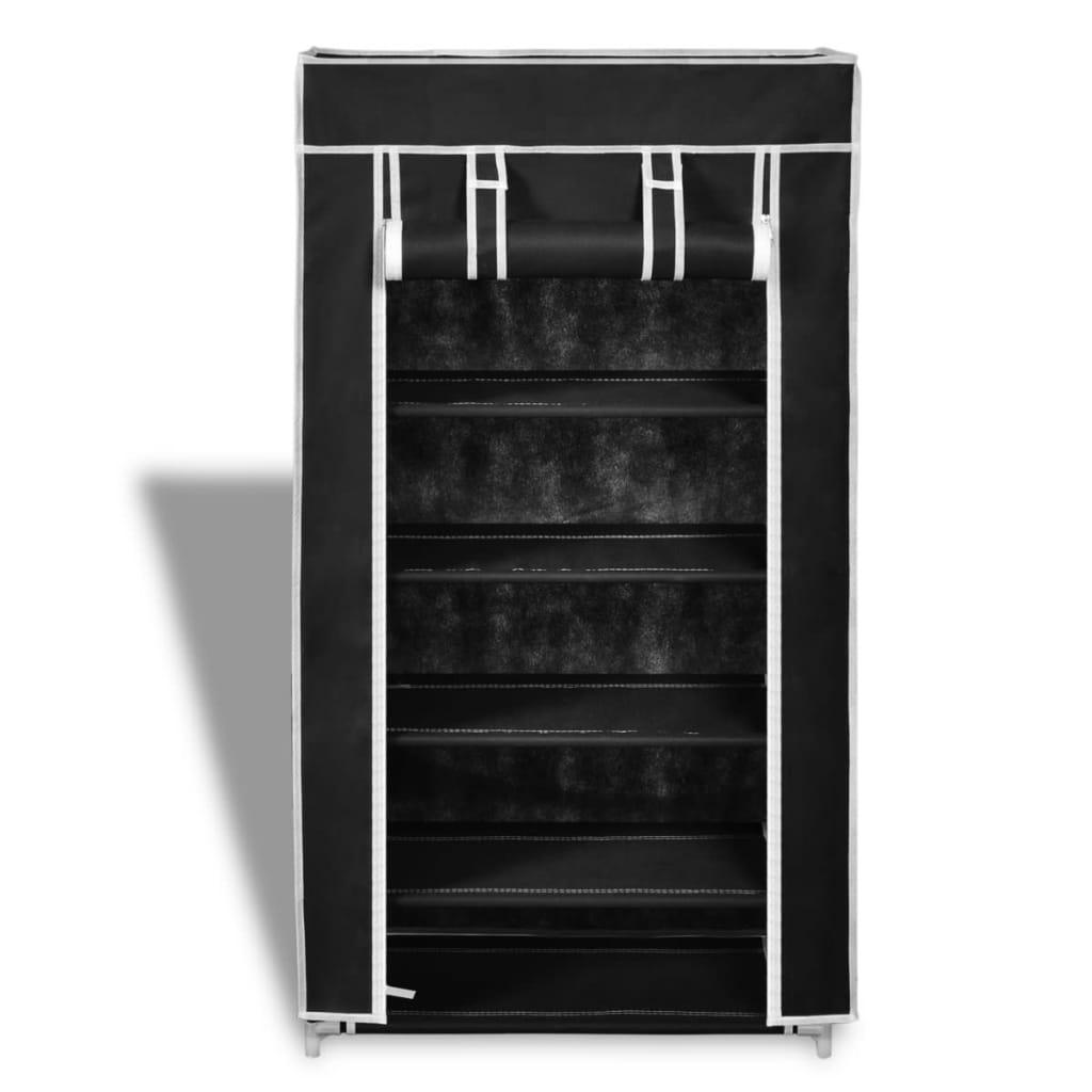Fabric Shoe Cabinet with Cover 23" x 11" x 42" Black at Set Shop and Smile