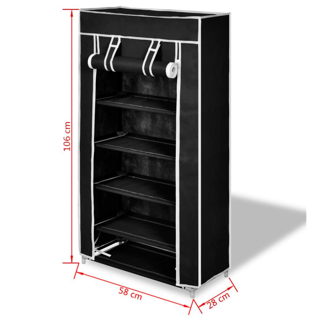 Fabric Shoe Cabinet with Cover 23" x 11" x 42" Black at Set Shop and Smile