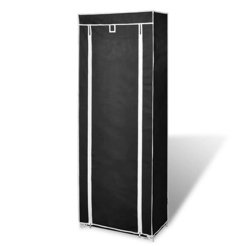 Fabric Shoe Cabinet with Cover 22" x 11" x 64" Black at Set Shop and Smile