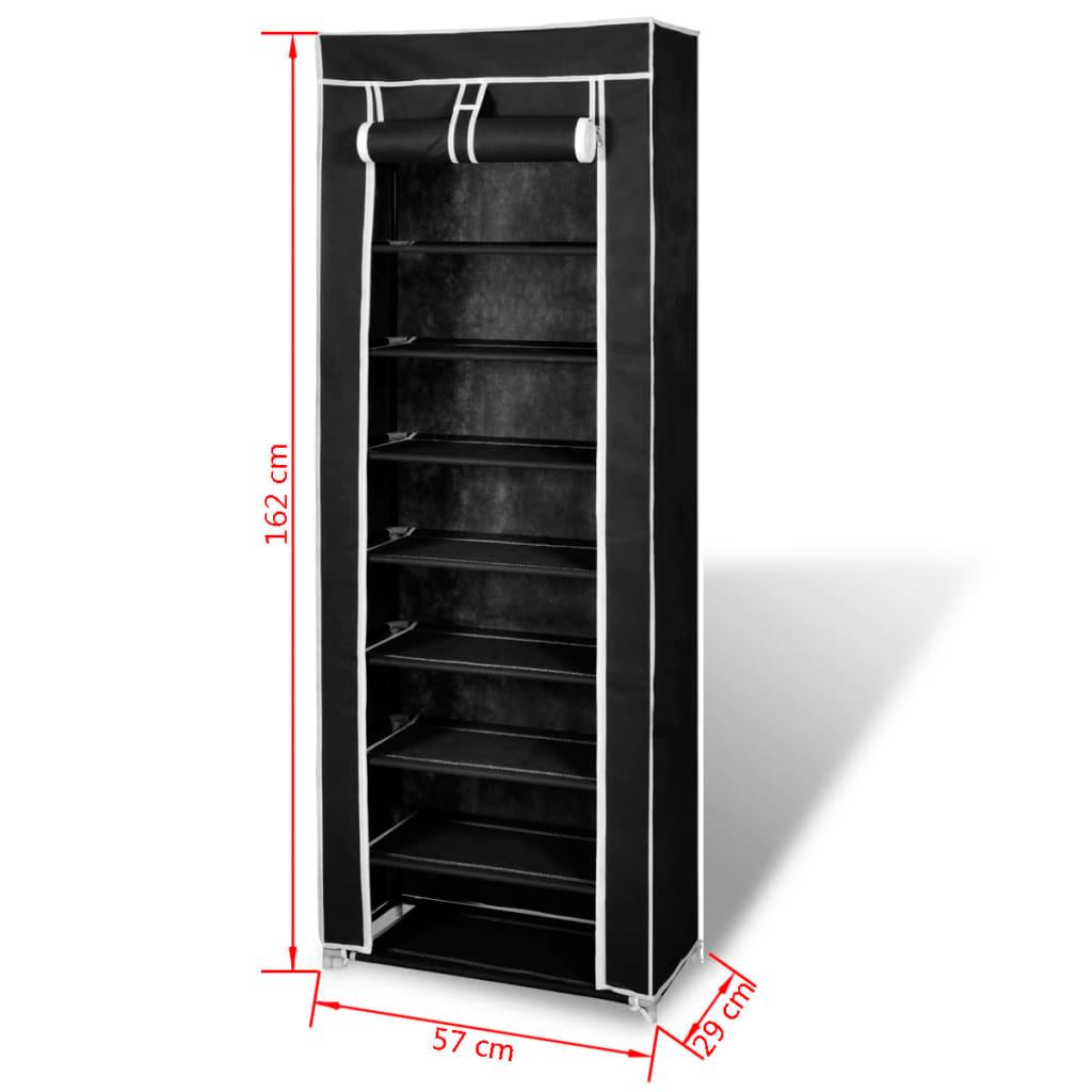 Fabric Shoe Cabinet with Cover 22" x 11" x 64" Black at Set Shop and Smile