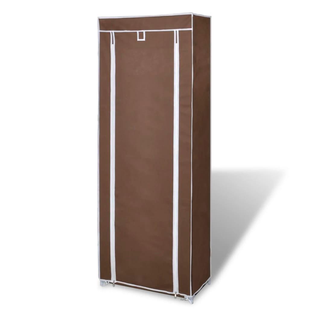 Fabric Shoe Cabinet with Cover 22" x 11" x 64" Brown at Set Shop and Smile