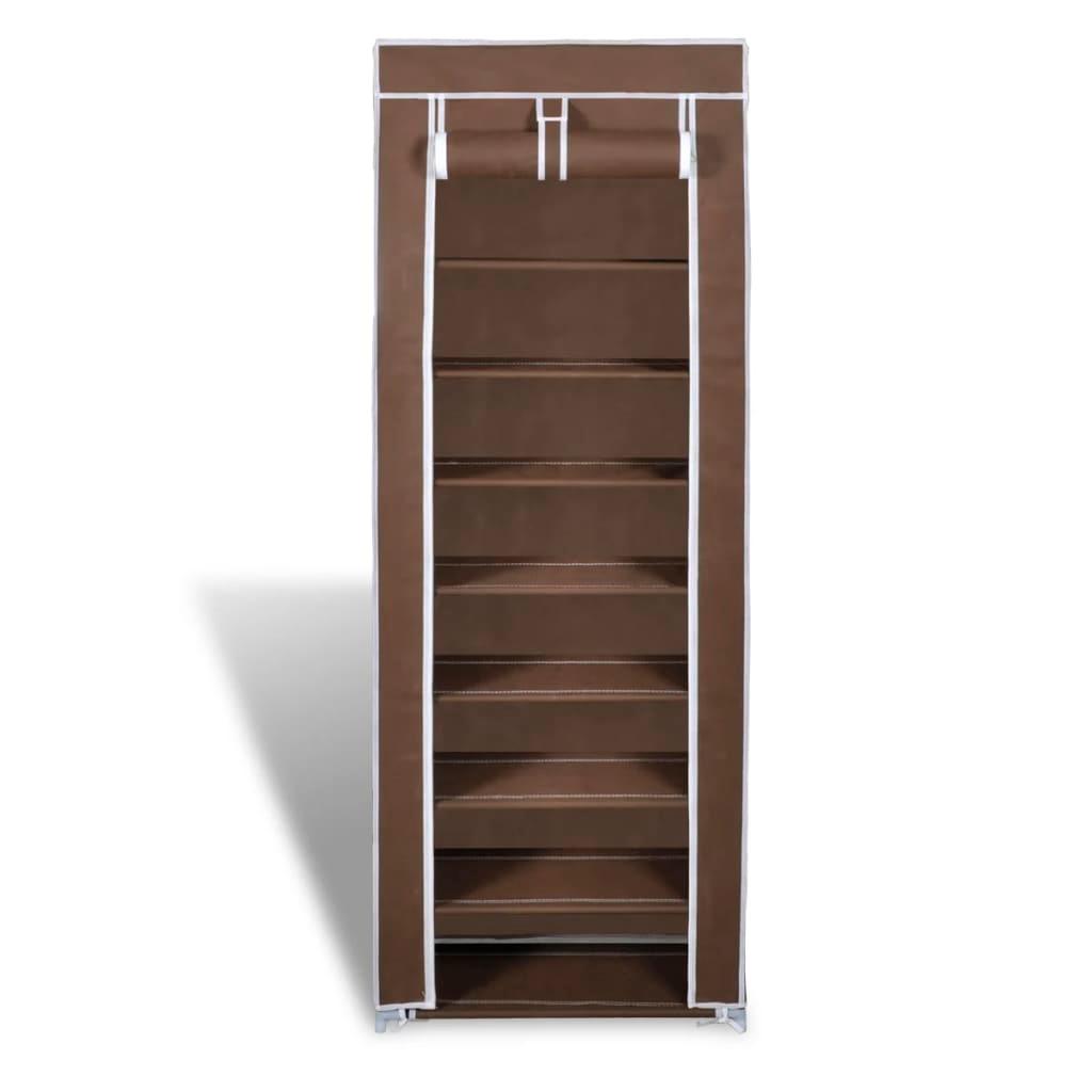 Fabric Shoe Cabinet with Cover 22" x 11" x 64" Brown at Set Shop and Smile