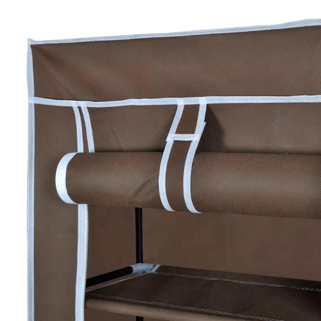 Fabric Shoe Cabinet with Cover 22" x 11" x 64" Brown at Set Shop and Smile