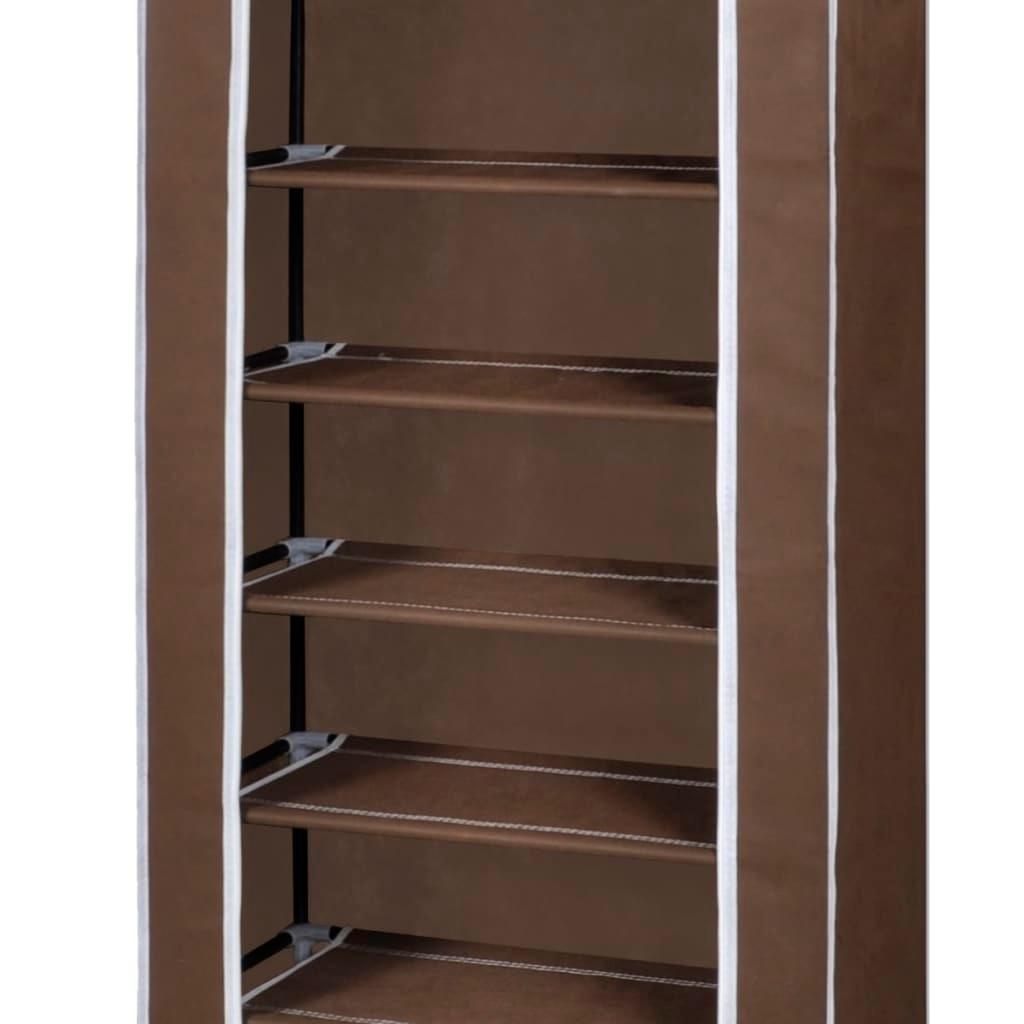Fabric Shoe Cabinet with Cover 22" x 11" x 64" Brown at Set Shop and Smile