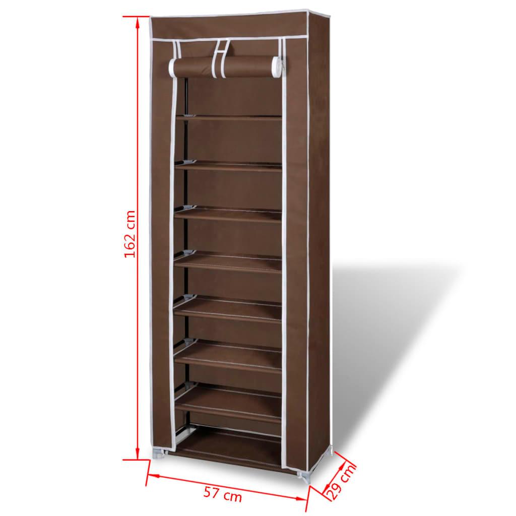 Fabric Shoe Cabinet with Cover 22" x 11" x 64" Brown at Set Shop and Smile