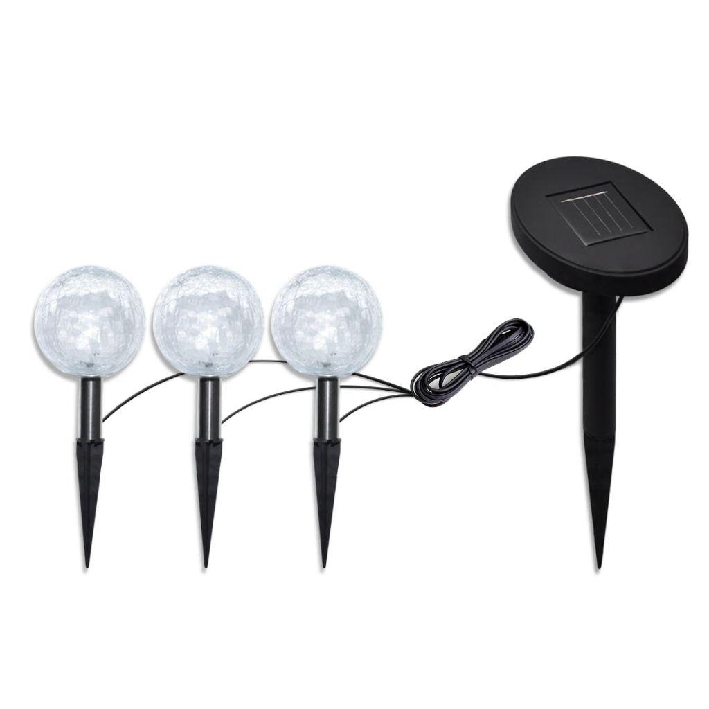 Solar Bowl 3 LED Garden Lights with Spike Anchors & Solar Panel at Set Shop and Smile