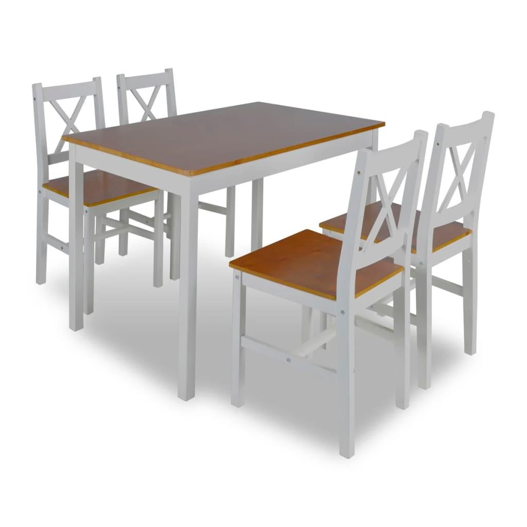 Wooden Table with 4 Wooden Chairs Furniture Set Brown at Set Shop and Smile